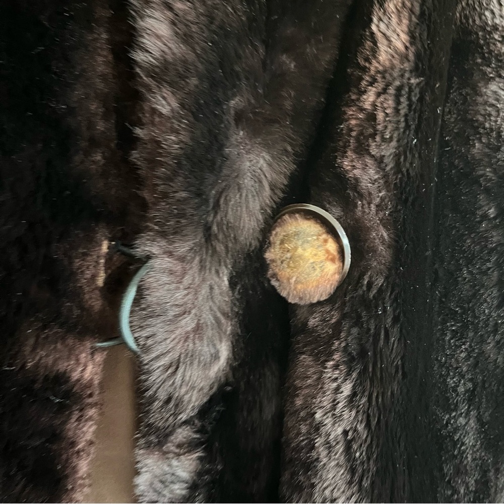 Vintage Brown Fur Long Coat Mink Fur Collar Custom Made - Classy Elegant Luxury - Picture 6 of 16